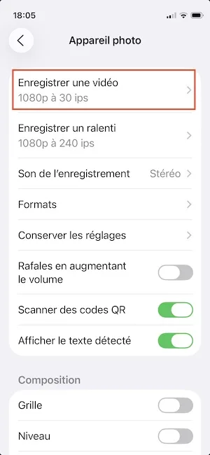 enregistrer une video en 4k sur iphone