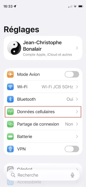 donnees cellulaires iphone