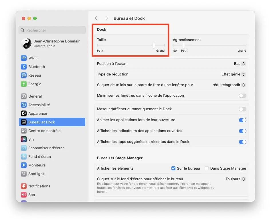 augmenter taille du Dock Mac