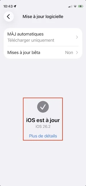 ios 26.2 est a jour