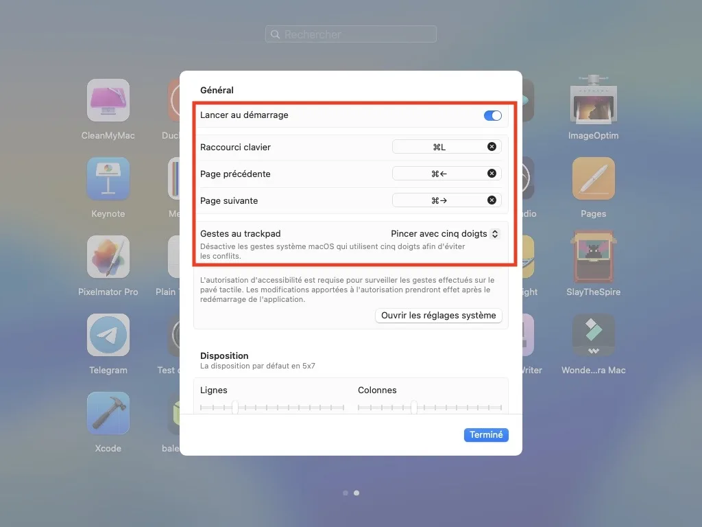 reglages buholaunchpad