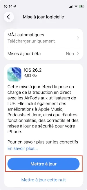 telecharger ios 26.2 iphone