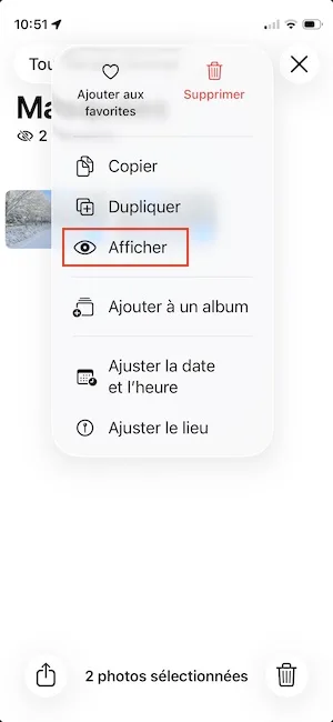afficher une photo cachee ios 26
