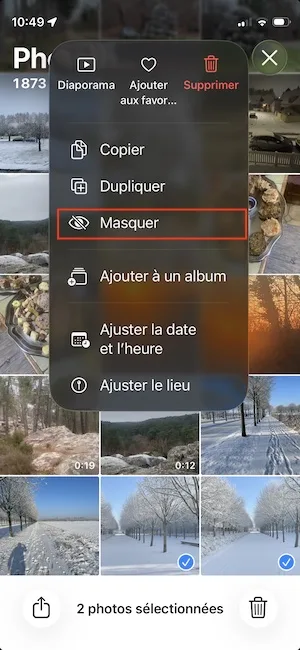 masquer photos iphone