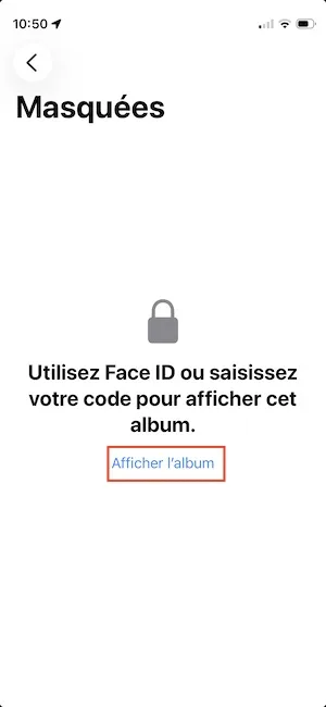 utiliser face id pour voir photos masquees