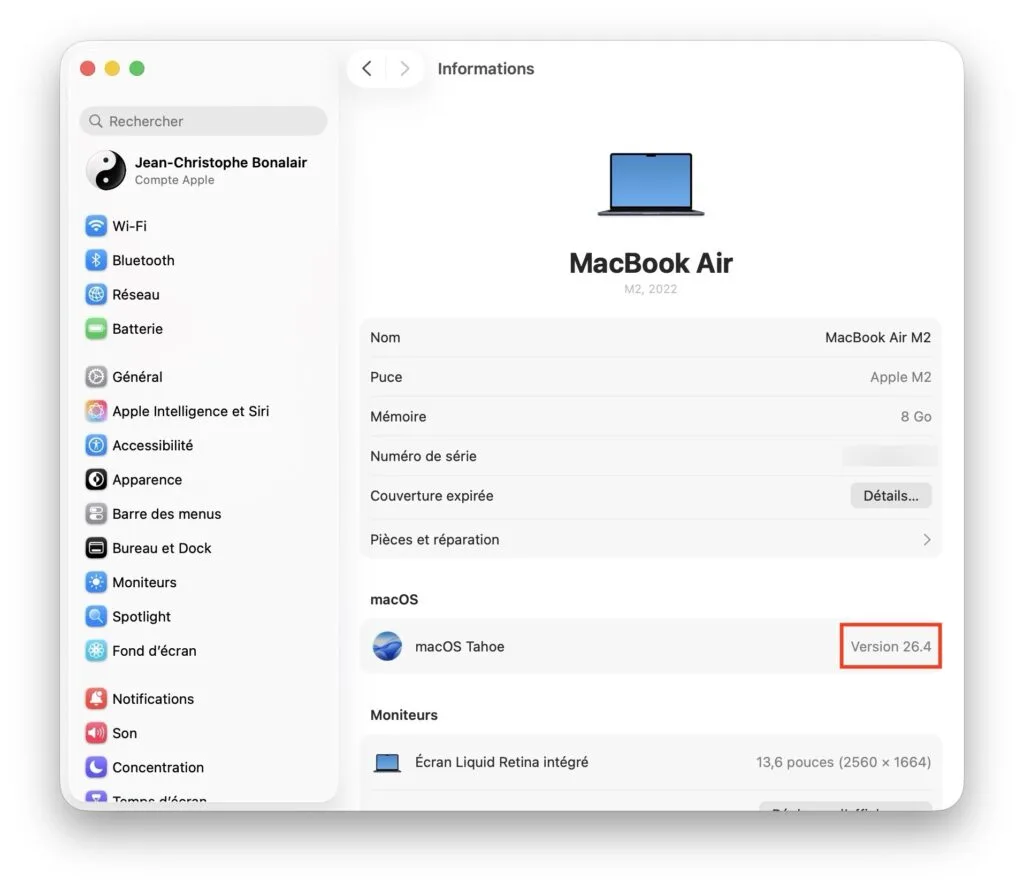 macOS Tahoe 26.4 macbook