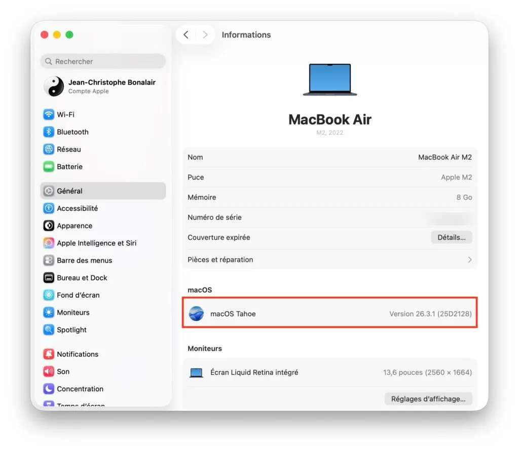 macos tahoe 26.3.1 installation