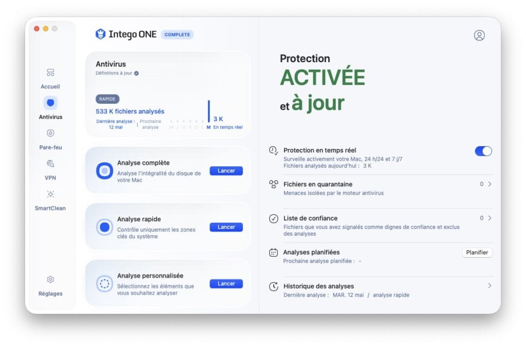 Intego ONE : meilleur antivirus, pare-feu et VPN pour Mac Intel et Apple Silicon M1 à M5 3 Intego ONE Antivirus pour Mac