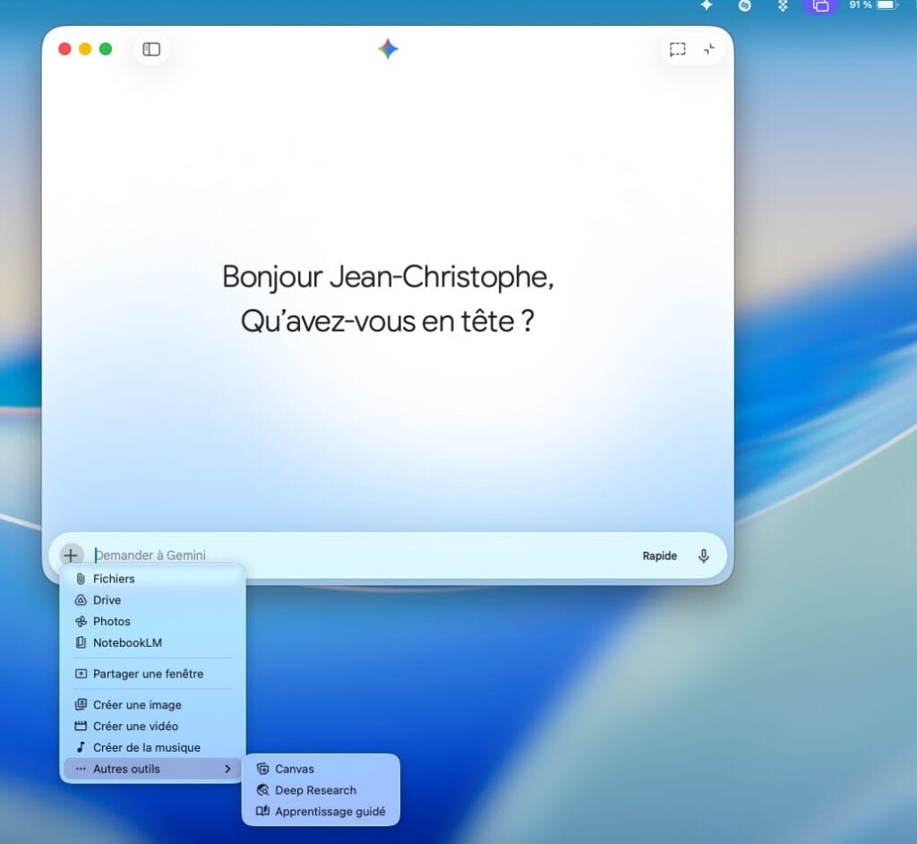 gemini pour mac ajouter fichiers