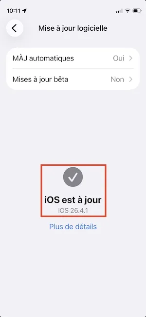 mise a jour ios 26.4.1