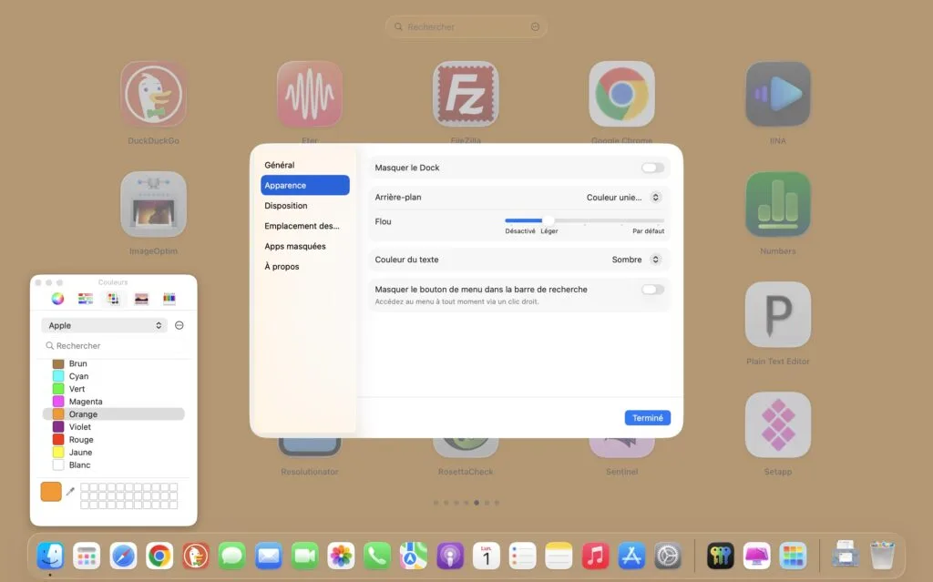 Comment restaurer le Launchpad classique sur macOS Tahoe (BuhoLaunchpad) 6 buholaunchpad couleur police clair ou sombre