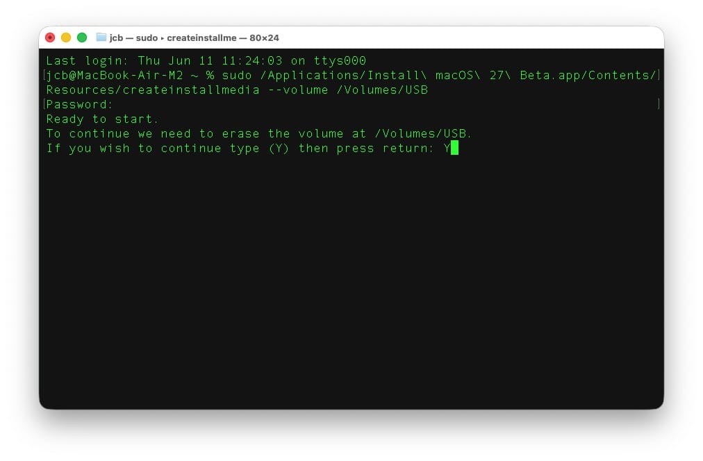Comment créer une clé USB bootable macOS 27 Golden Gate 4 formatage cle usb macos 27 terminal