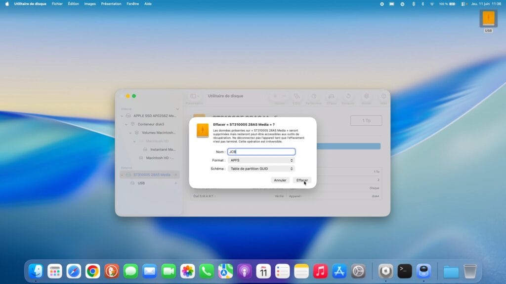 formater disque externe macos golden gate