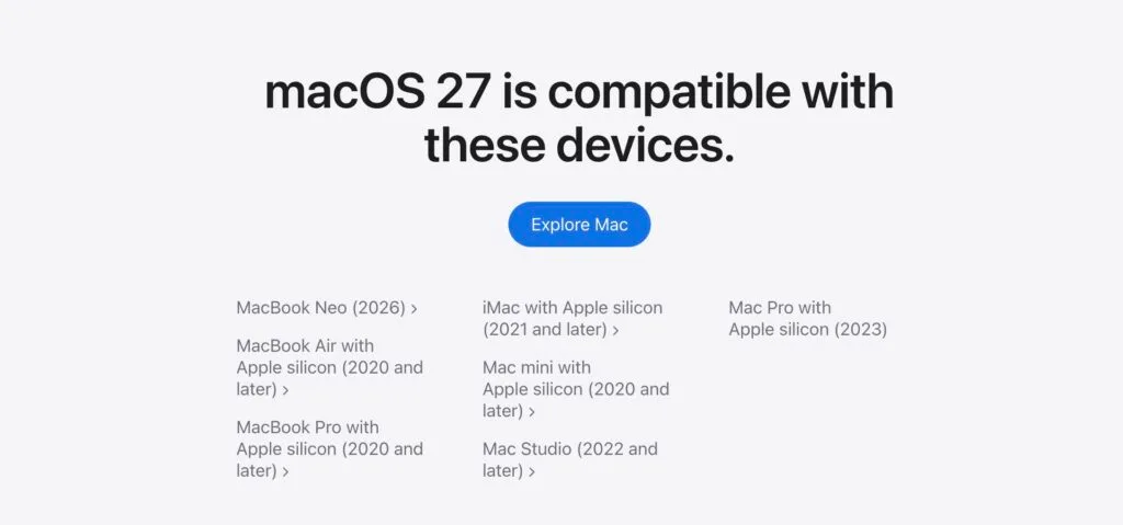 macOS Golden Gate 27 mac compatibles nouvel OS