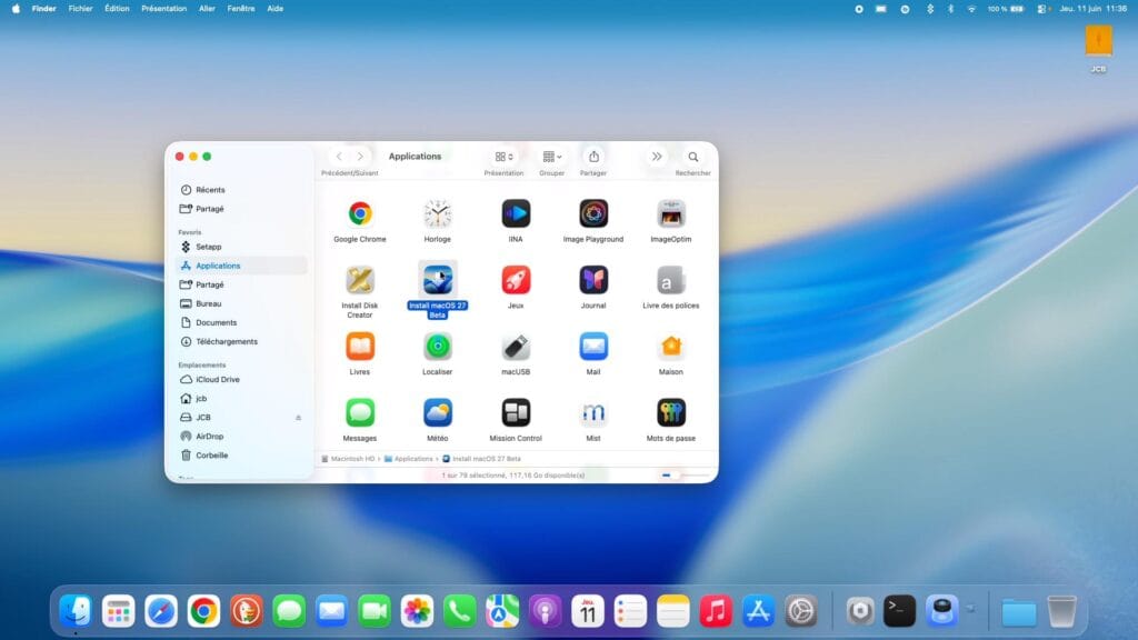 macOS Golden Gate fichier installation dans dossier Applications