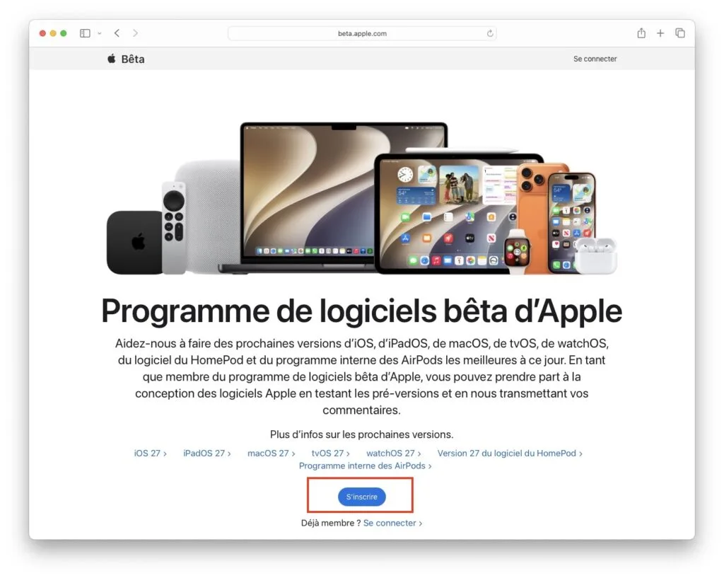 Inscription au programme Apple
