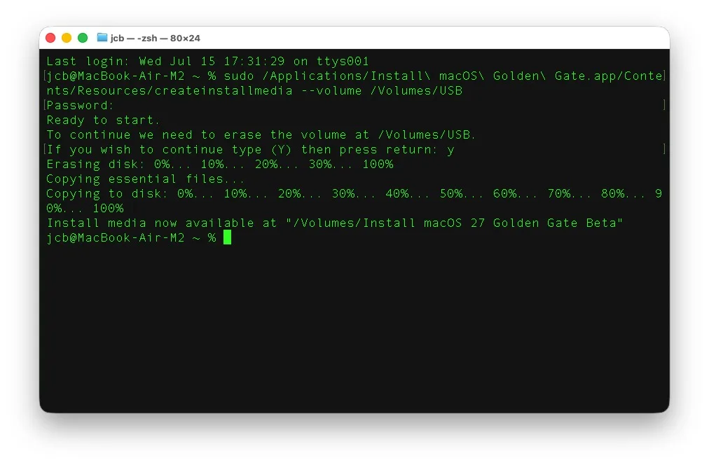 Comment faire une installation propre macOS Golden Gate 27 6 Install media now available at