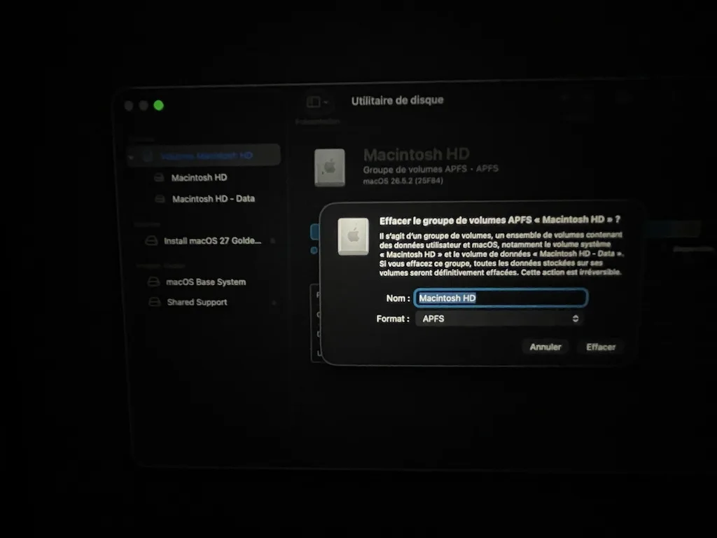 Comment faire une installation propre macOS Golden Gate 27 9 formater macos Golden Gate