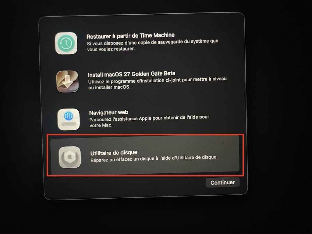 Comment faire une installation propre macOS Golden Gate 27 8 utilitaire de disque macos Golden Gate