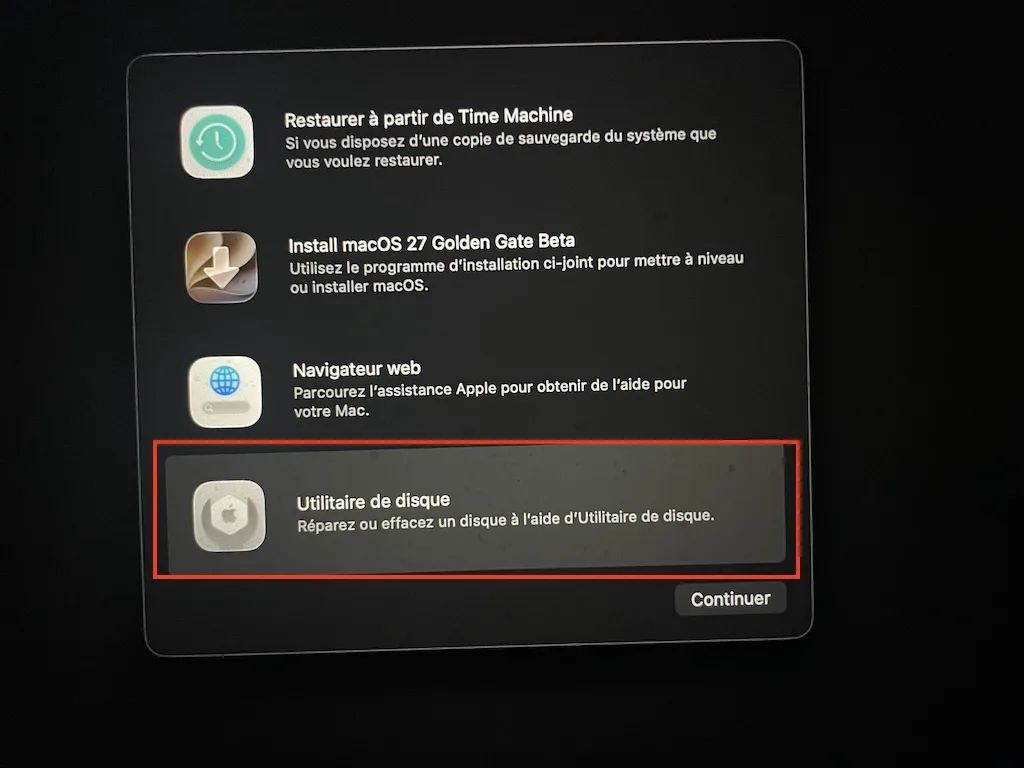 Comment faire une installation propre macOS Golden Gate 27 8 utilitaire de disque macos Golden Gate