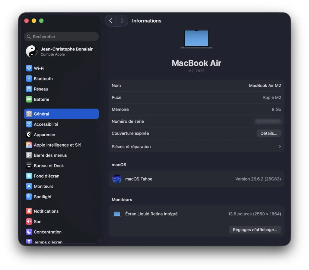 macOS Tahoe 26.6.2 version finale pour Mac compatibles