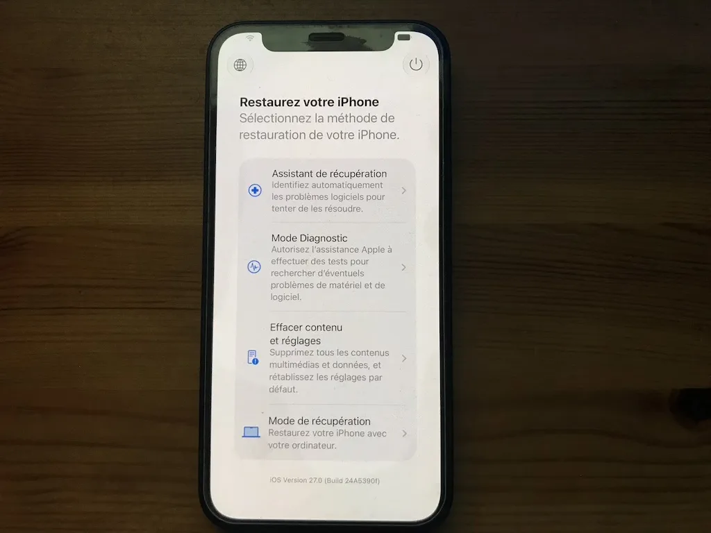 Downgrade iOS 27 vers iOS 26 sur iPhone / iPad 1 mode de recuperation iPhone ios 27