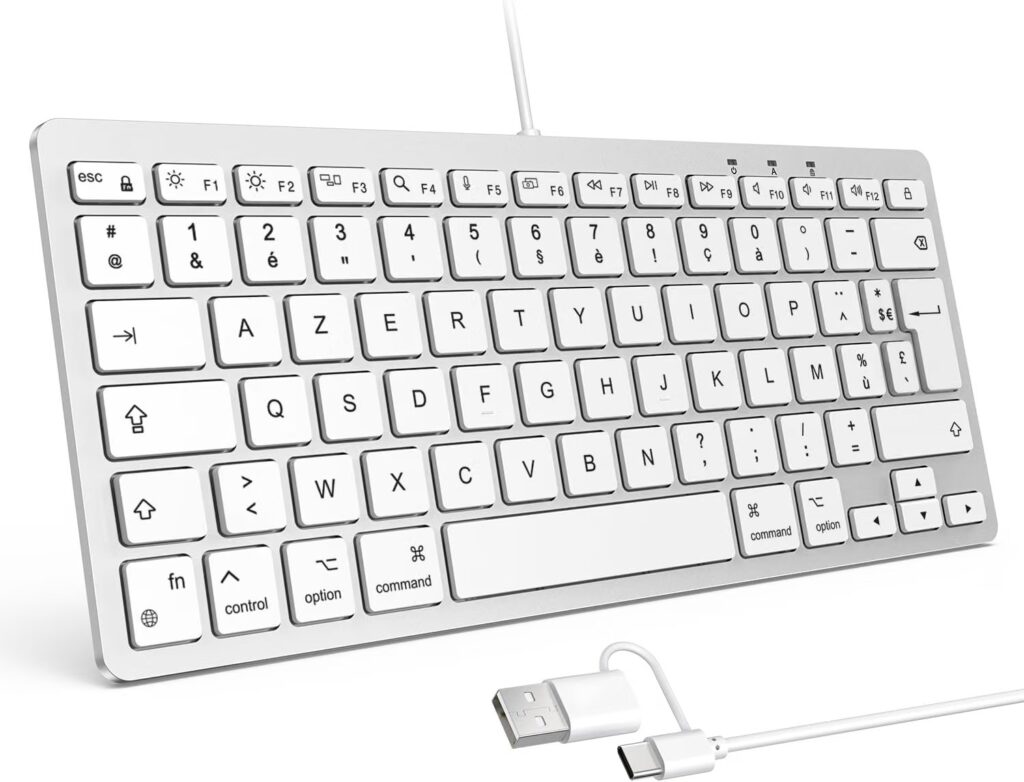 OMOTON Clavier Filaire AZERTY Francais pour iPhone Mac iPad