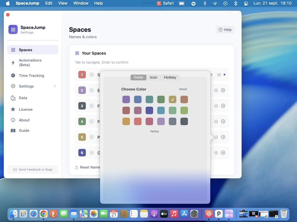 SpaceJump : Donnez ENFIN un nom à vos Bureaux virtuels sur Mac ! 5 SpaceJump changer couleur bureau sur mac