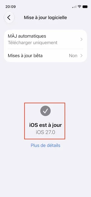 version finale iOS 27.0