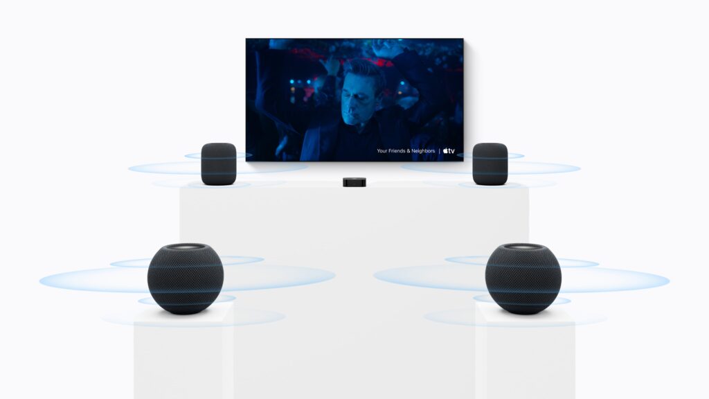 HomePod mini 2 : Apple dévoile la seconde génération de son enceinte connectée 4 Apple HomePod mini 2 avec Apple TV 4K home theater