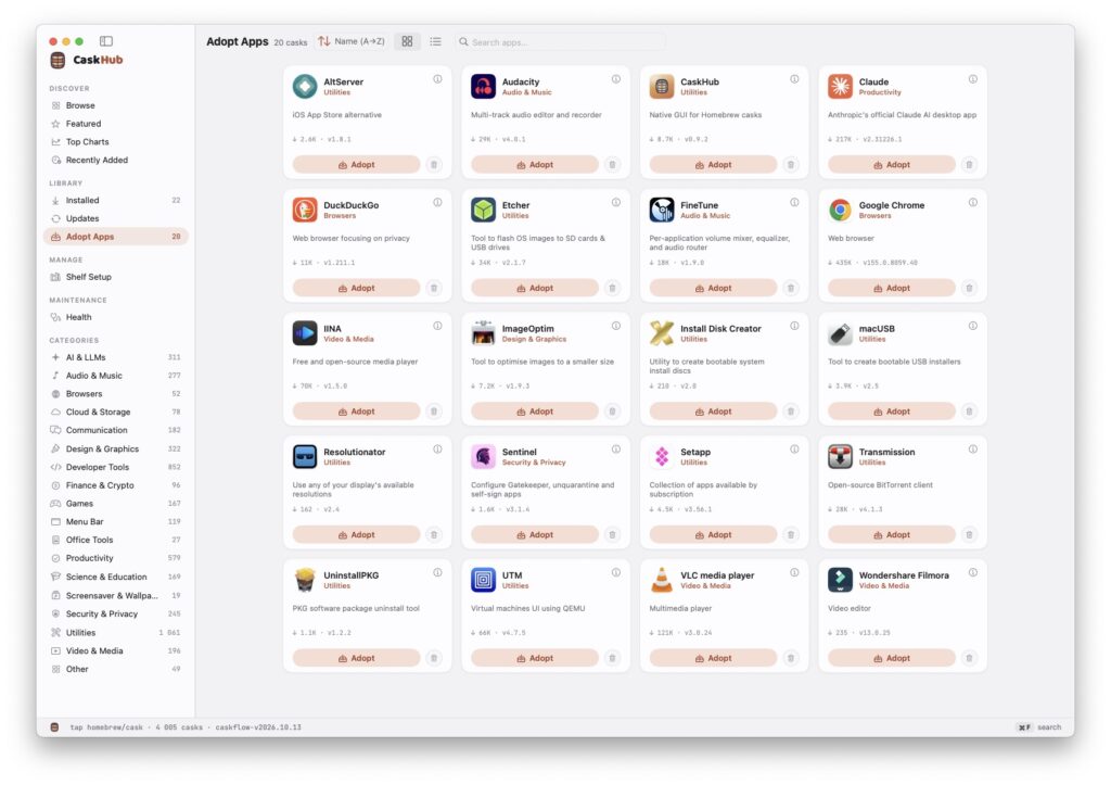 CaskHub : le Mac App Store qui manquait à Homebrew (sans Terminal) 1 caskhub homebrew apps
