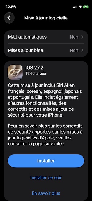 Télécharger iOS 27.2 pour iPhone, iPhone Duo et iPad,(liens directs IPSW) 3 installer iOS 27.2