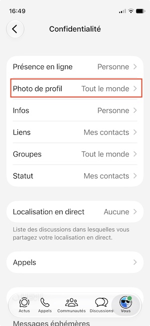 Photo de profil WhatsApp : comment choisir qui peut la voir (et la masquer) ? 2 whatsapp photo de profil
